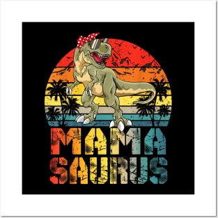 Mamasaurus T Rex Dinosaur Mama Saurus Family Matching Posters and Art